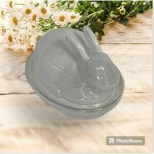 Easter Bunny Rabbit Glass Dish